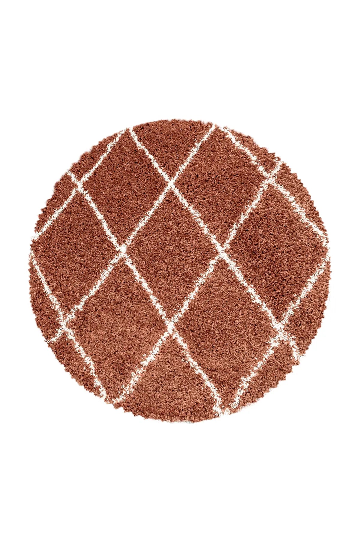 Rond Berber Vloerkleed - Shaggy Alvor Ruiten Terracotta