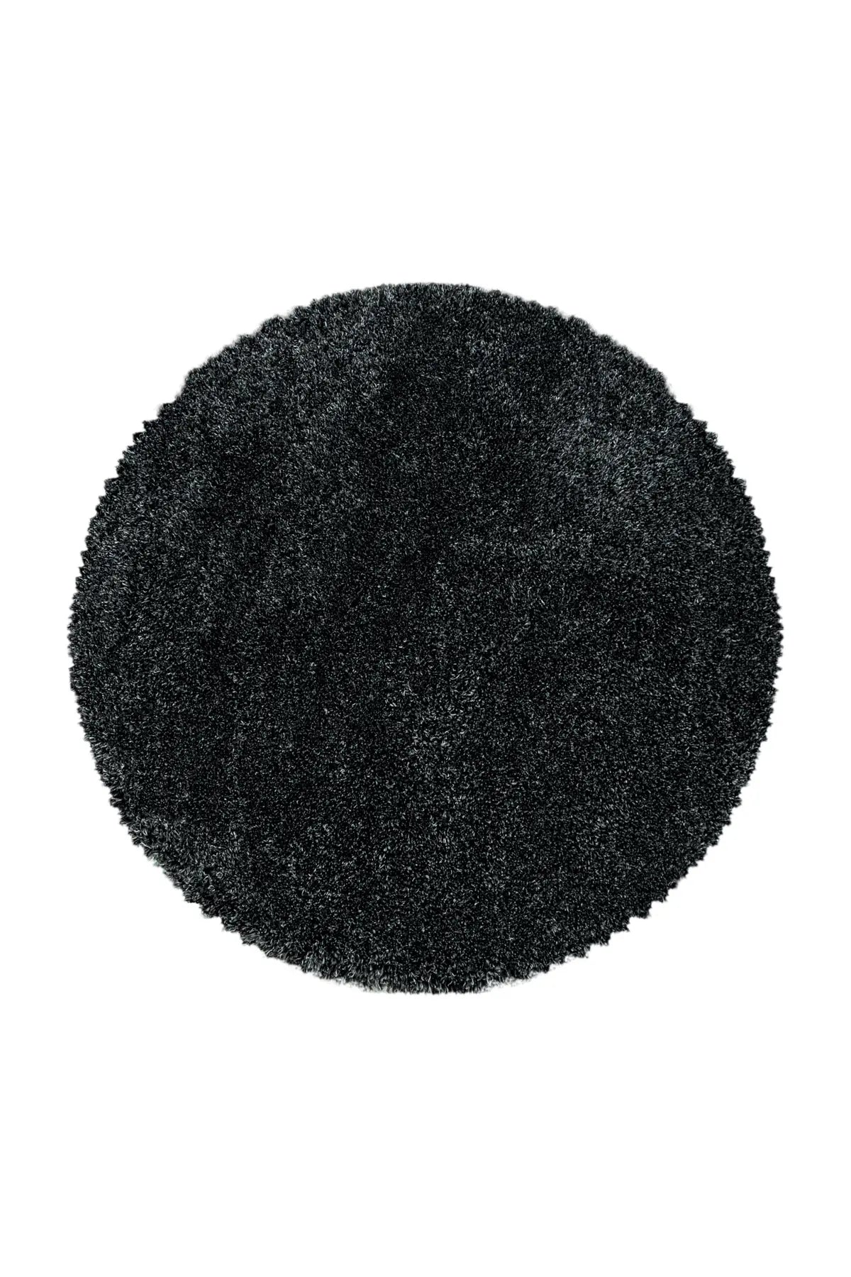 Rond Hoogpolig Vloerkleed - Shaggy Fluffy Uni Antraciet