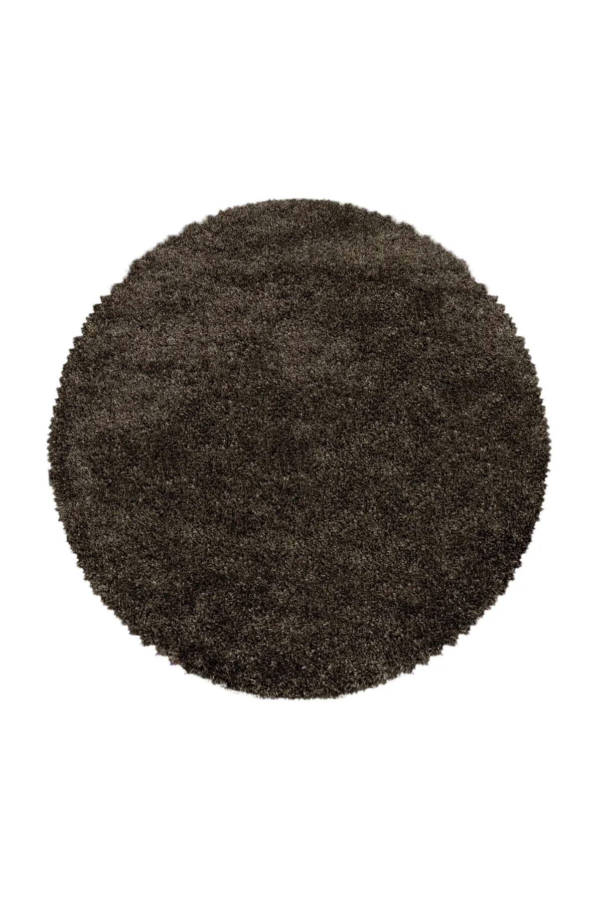 Rond Hoogpolig Vloerkleed - Shaggy Fluffy Uni Bruin