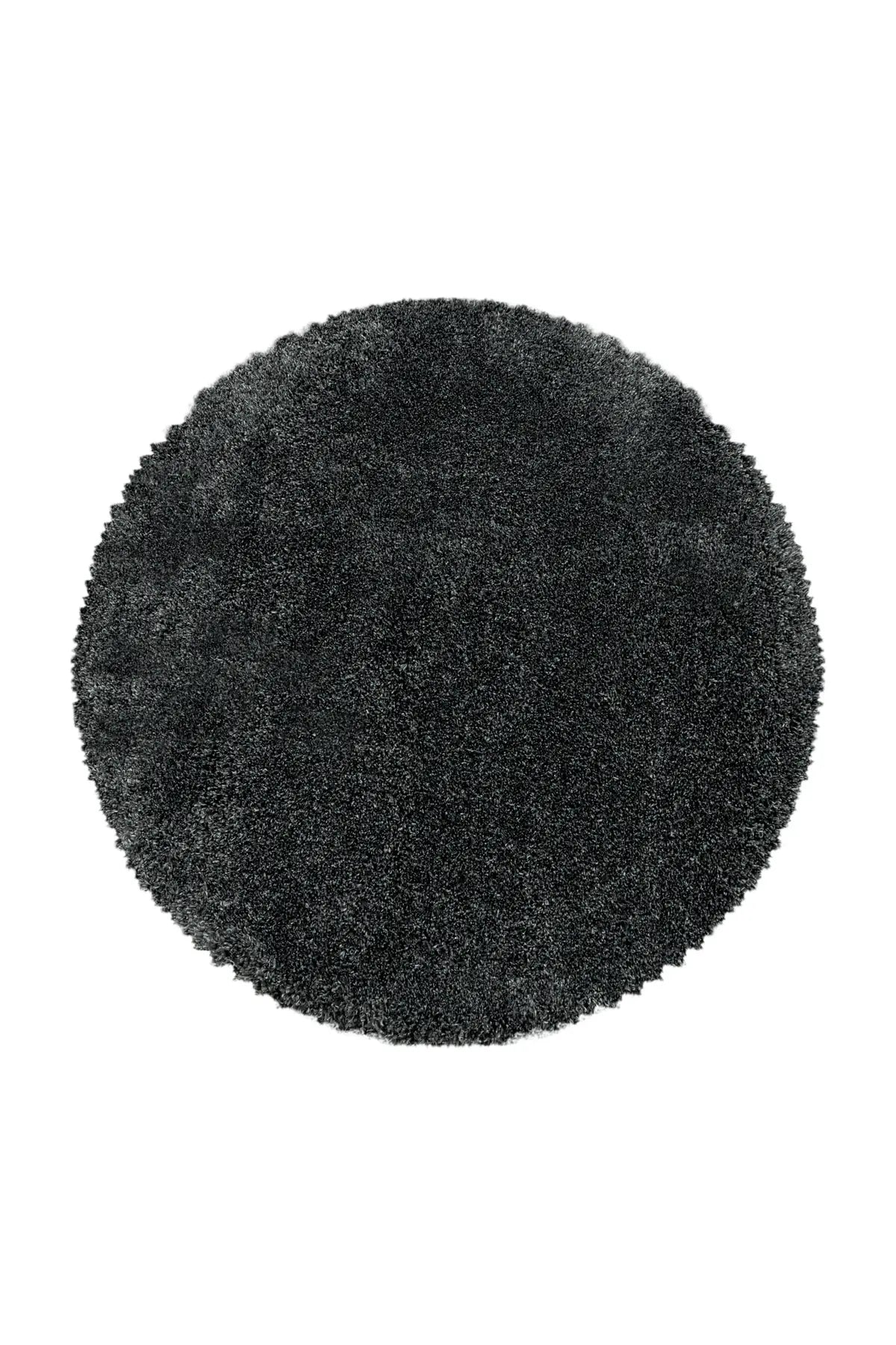 Rond Hoogpolig Vloerkleed - Shaggy Fluffy Uni Grijs