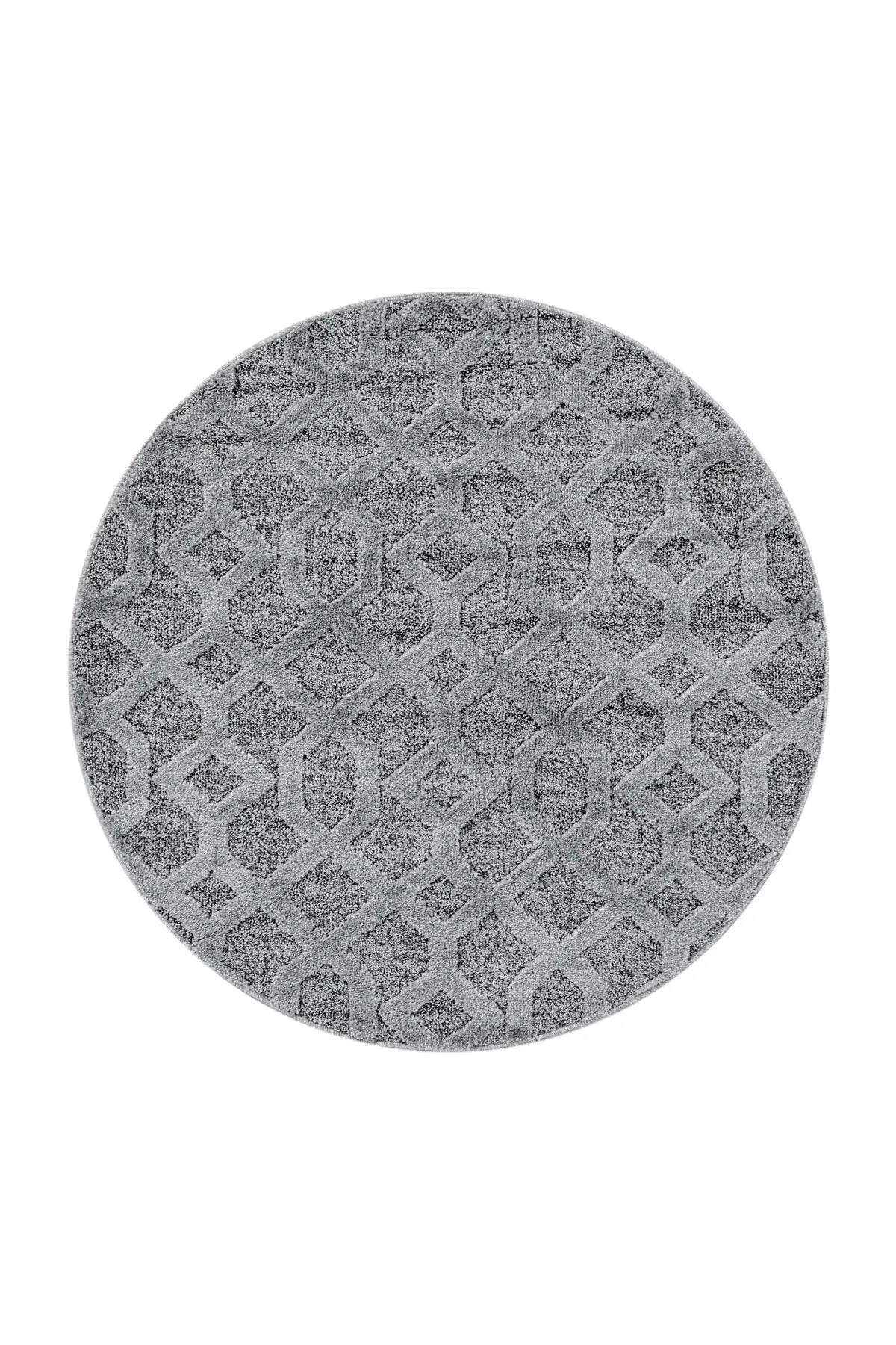 Rond Vloerkleed - Pisa Raster Grijs