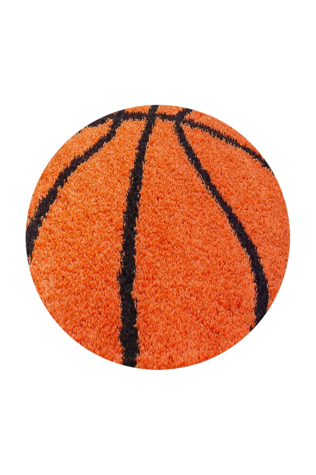Rond Kindervloerkleed - Shaggy Fun Basketbal Oranje