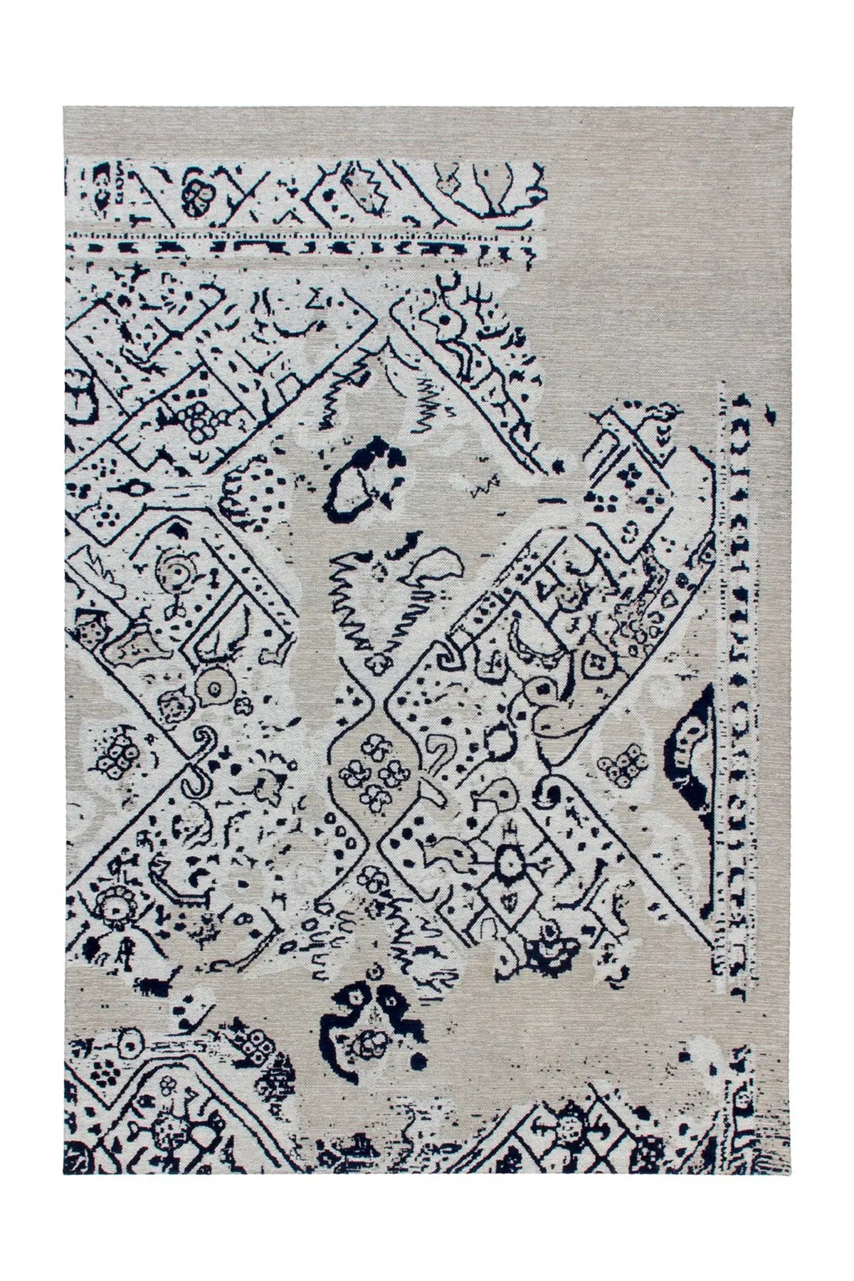 Vintage Vloerkleed - River Ornamenteel Grijs/Zwart