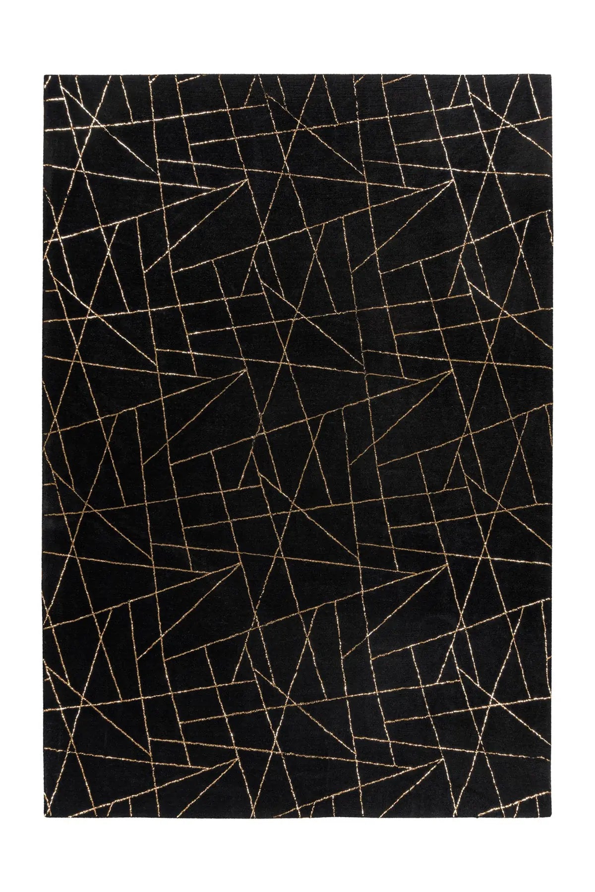 Hoogpolig Vloerkleed - Bijou Geometrisch Zwart/Goud