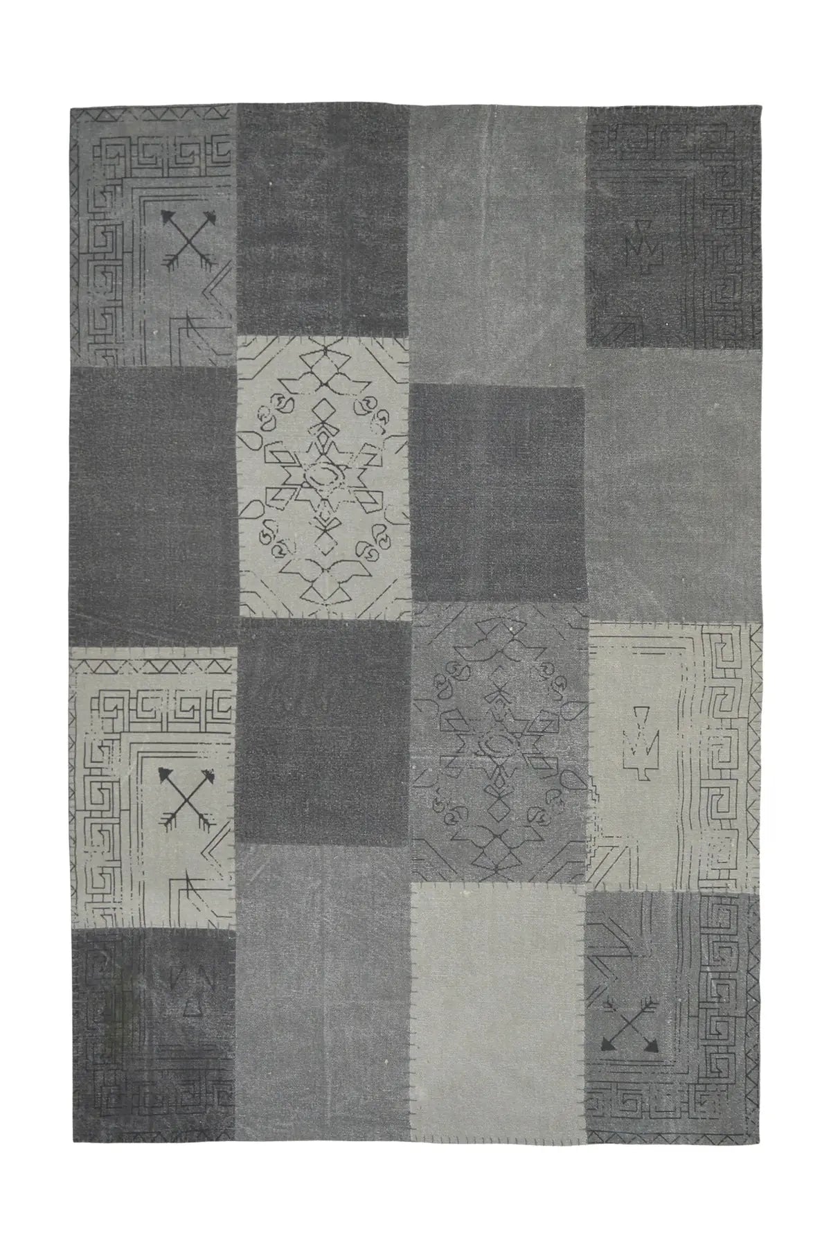 Retro Vloerkleed - Lyrical Patchwork Grijs/Multi