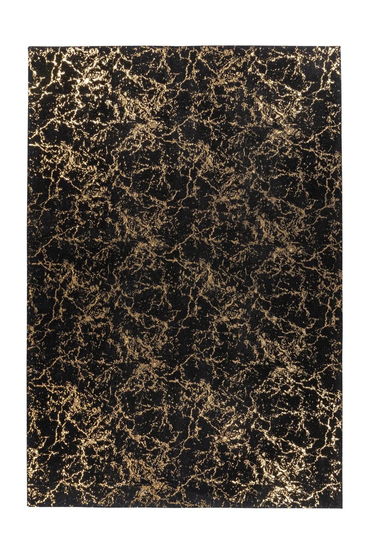 Hoogpolig Vloerkleed - Bijou Marmer Zwart/Goud