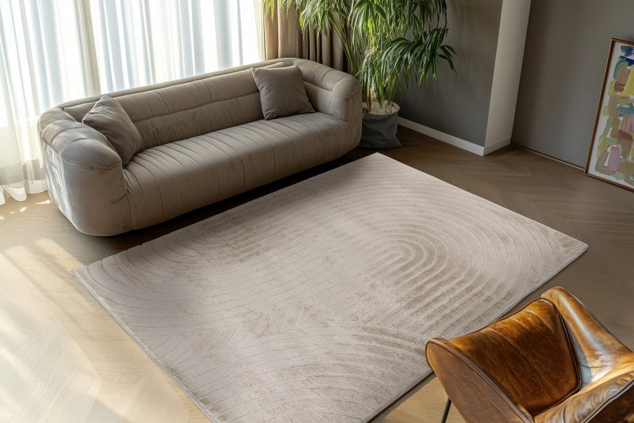 Japandi Vloerkleed - Comfort Bogen Licht Taupe