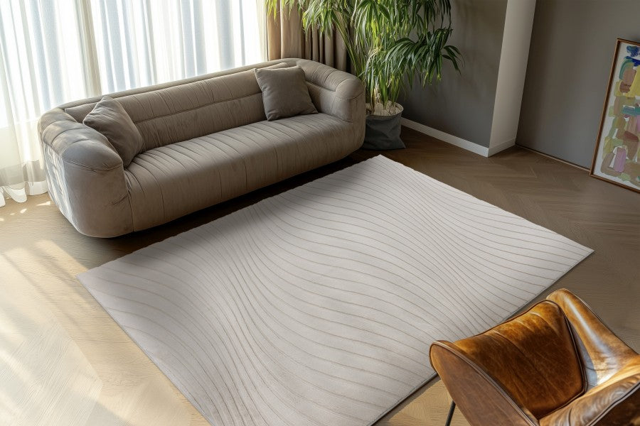 Japandi Vloerkleed - Comfort Golven Licht Taupe