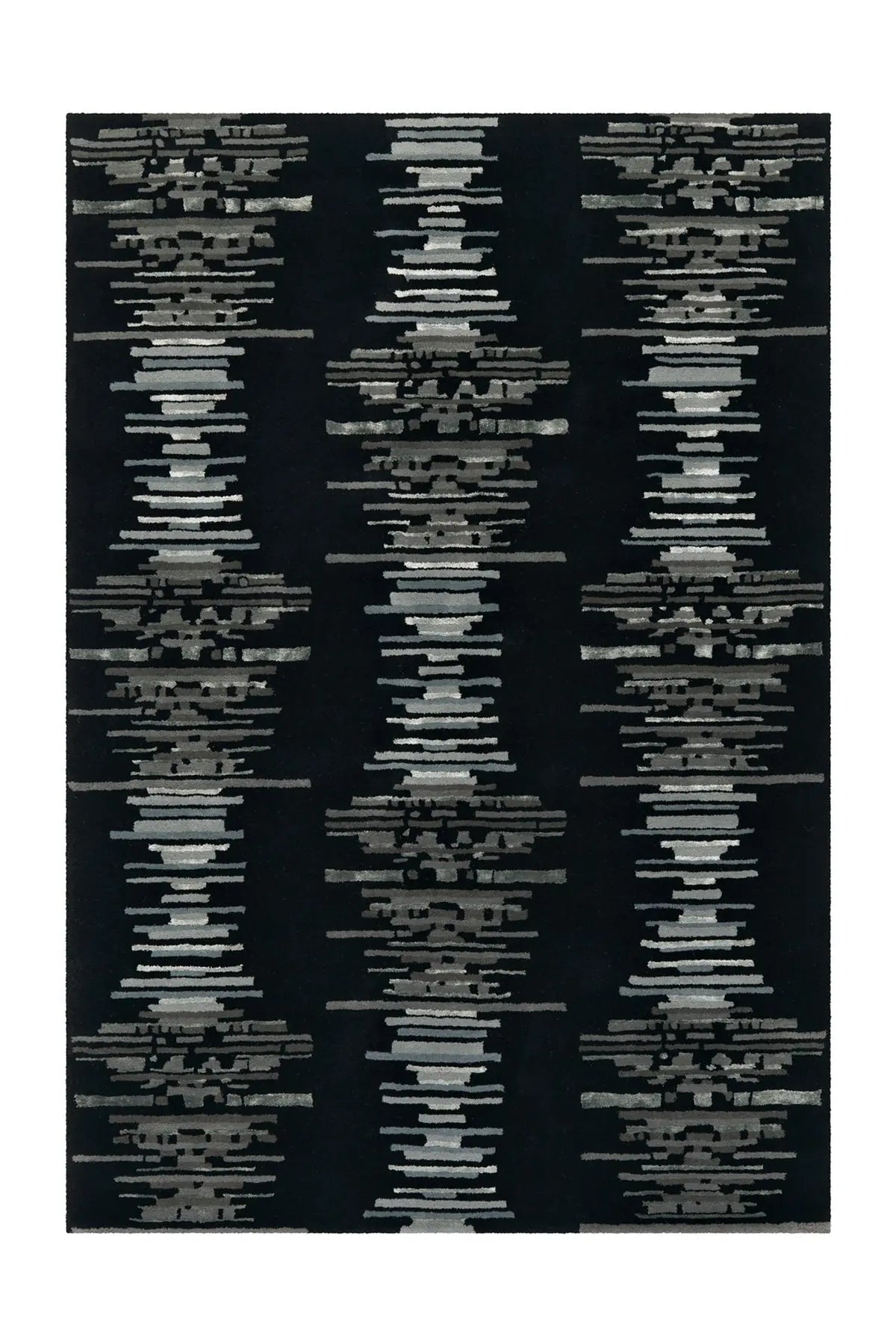Wollen Vloerkleed - Satin Strepen Antraciet