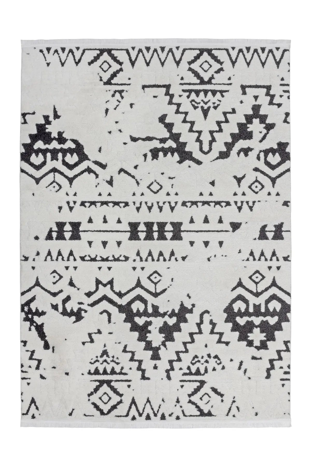 Boho Vloerkleed - Agadir Etnisch Wit/Zwart