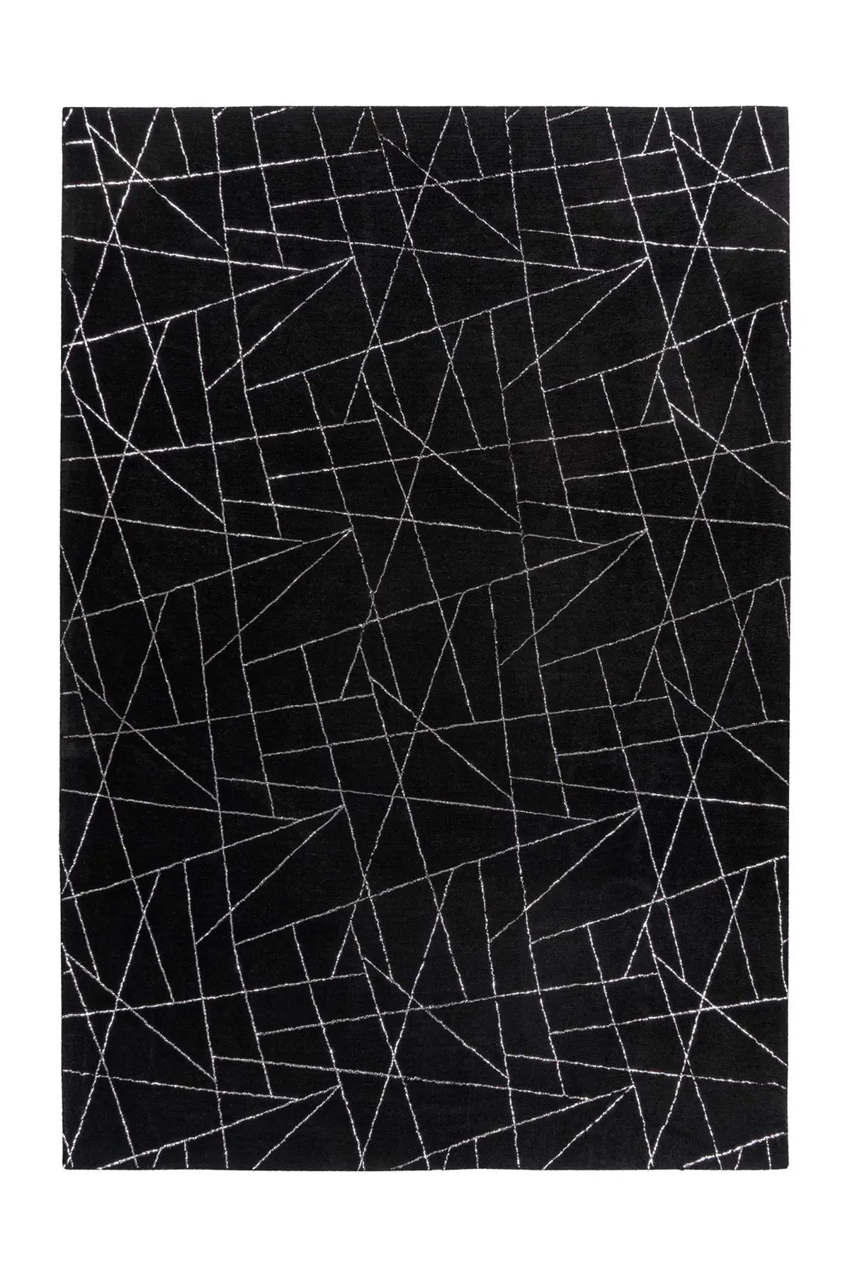 Hoogpolig Vloerkleed - Bijou Geometrisch Zwart/Zilver