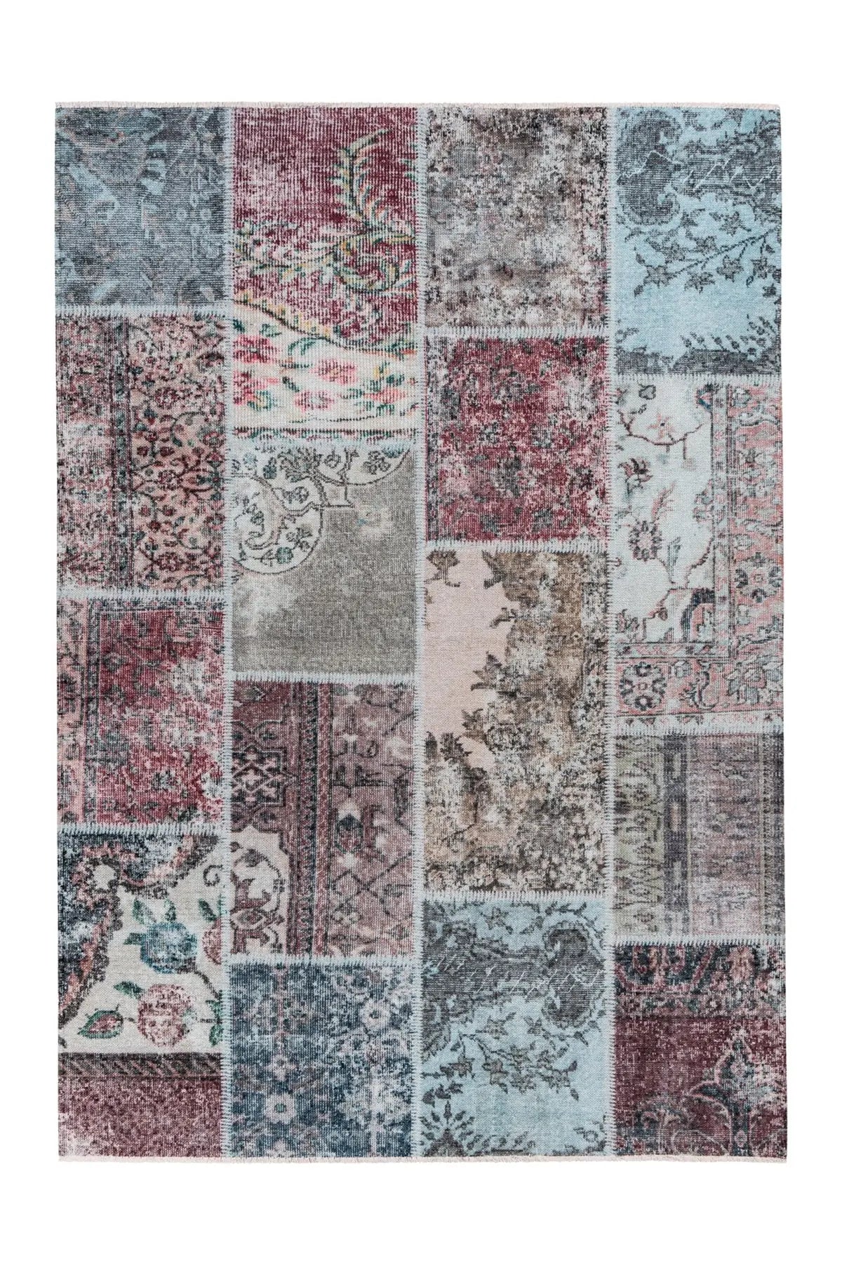 Laagpolig Vloerkleed - Toska Patchwork Multi/Rood