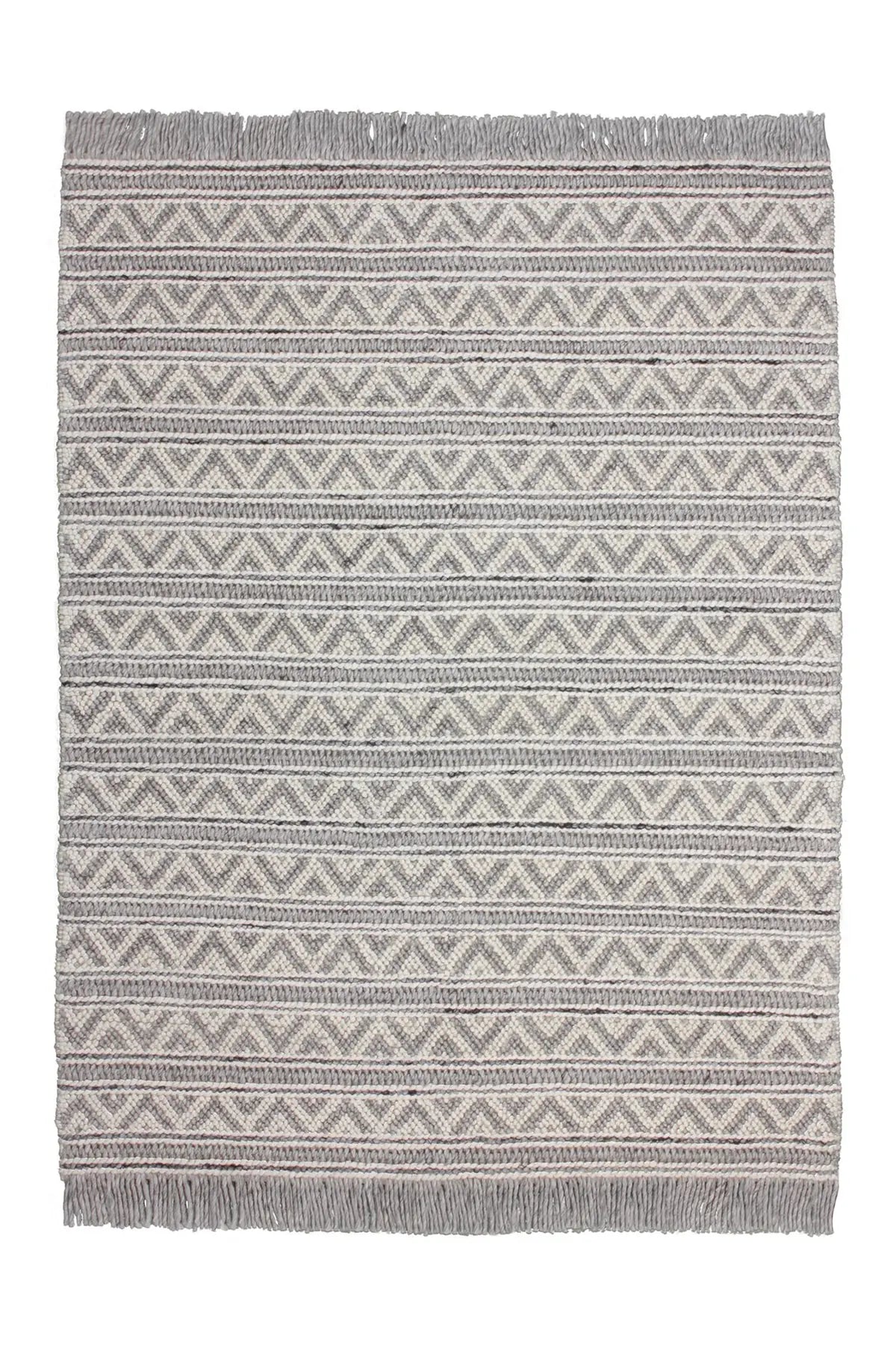 Wollen Vloerkleed - Natura Geometrisch Naturel/Zilver