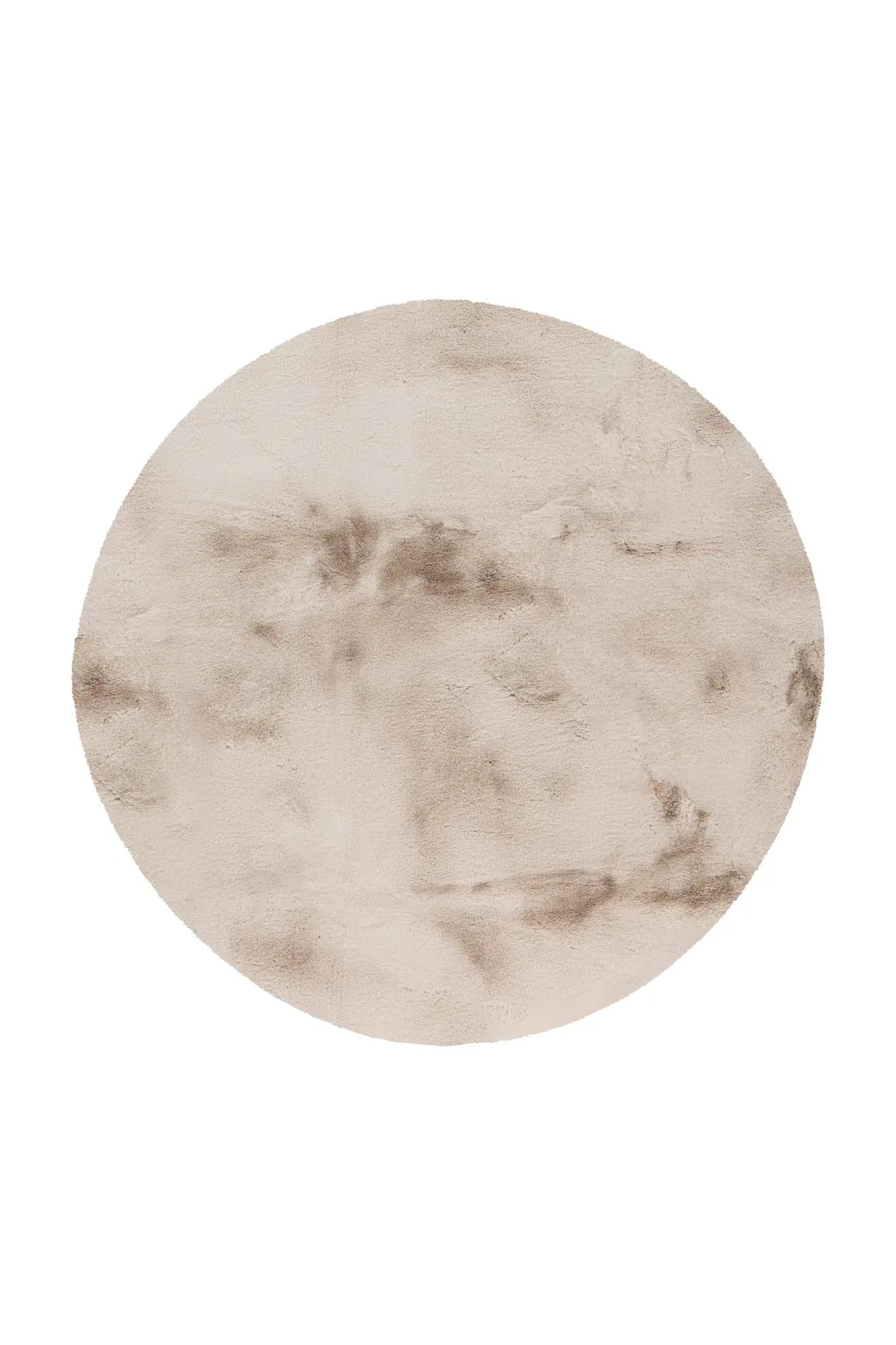 Rond Fluffy Vloerkleed - Heaven Effen Licht Taupe