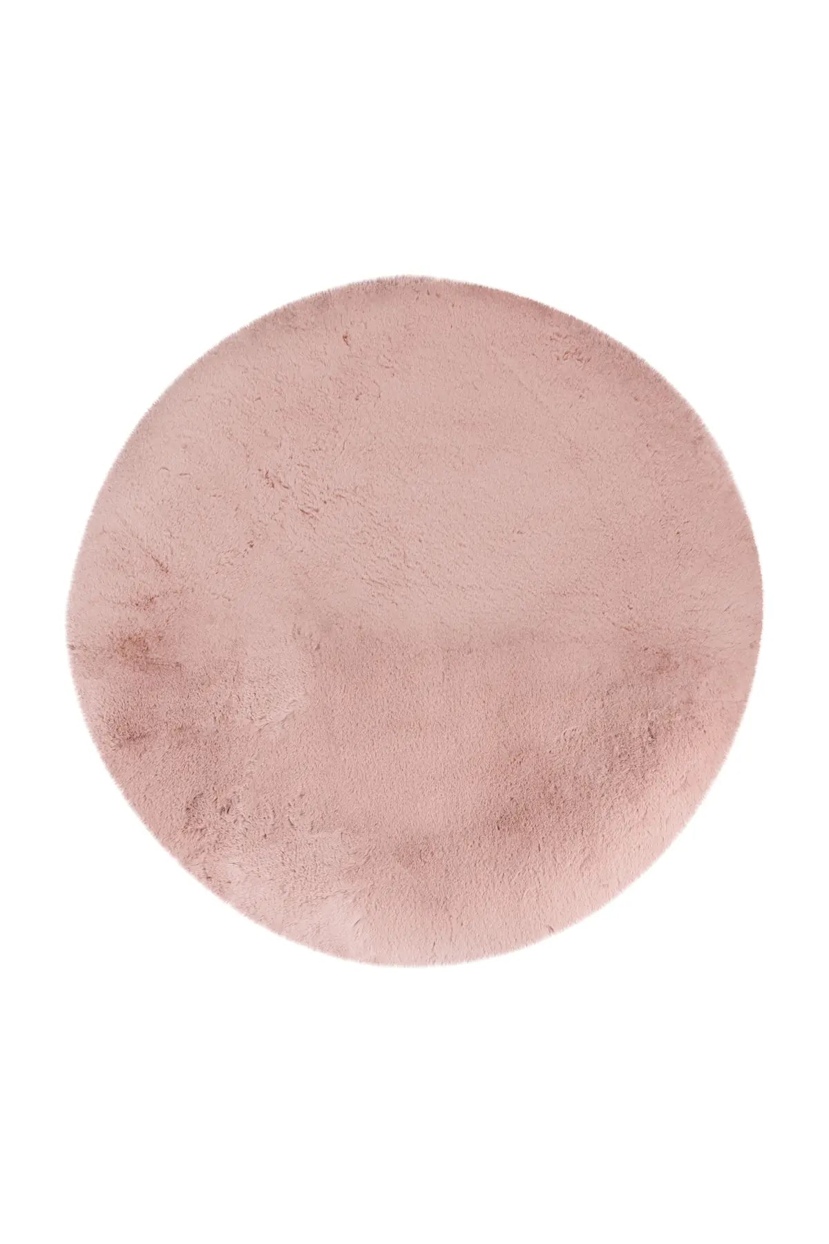 Rond Fluffy Vloerkleed - Heaven Effen Poederroze