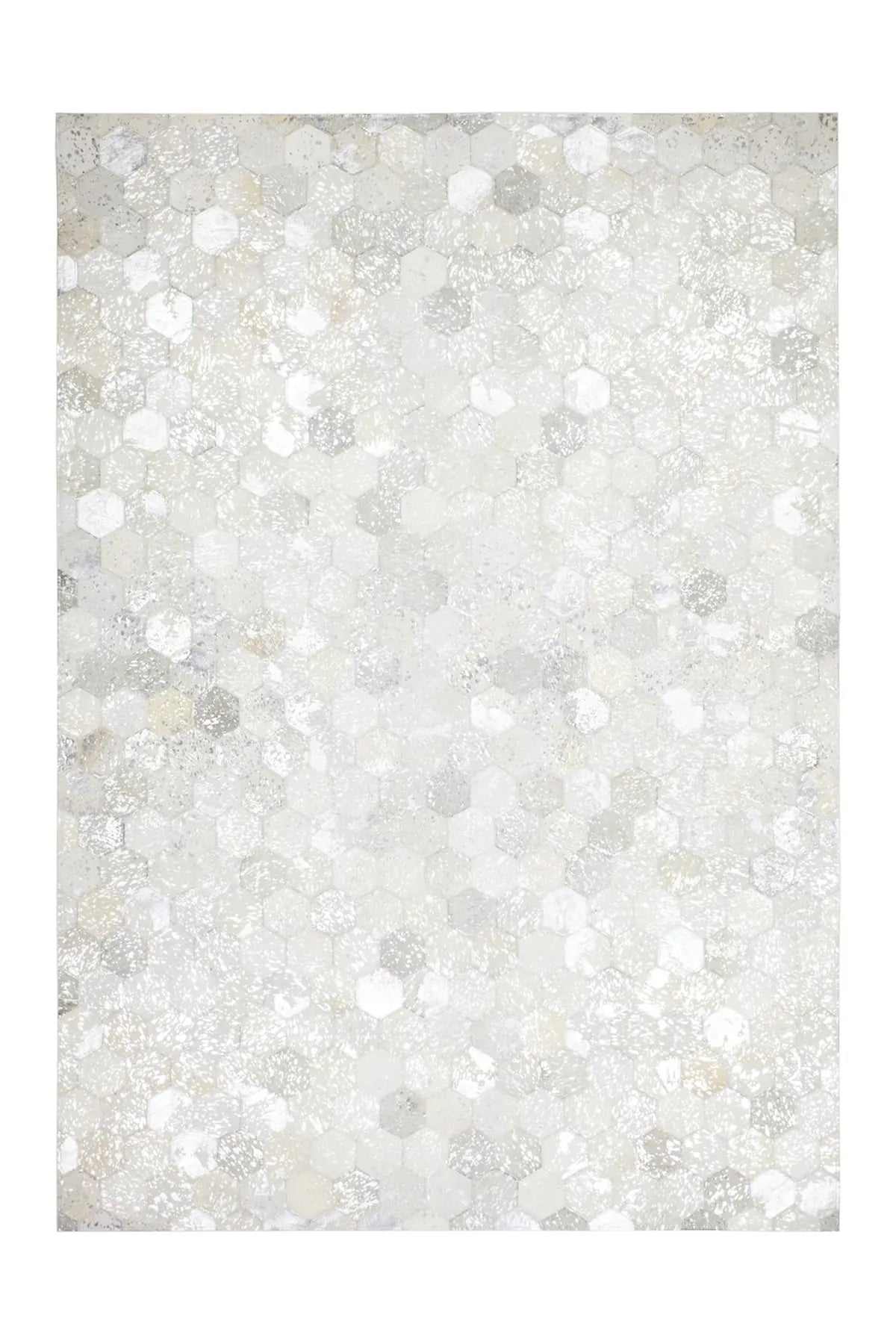 Leren Vloerkleed - Spark Hexagon Grijs/Zilver