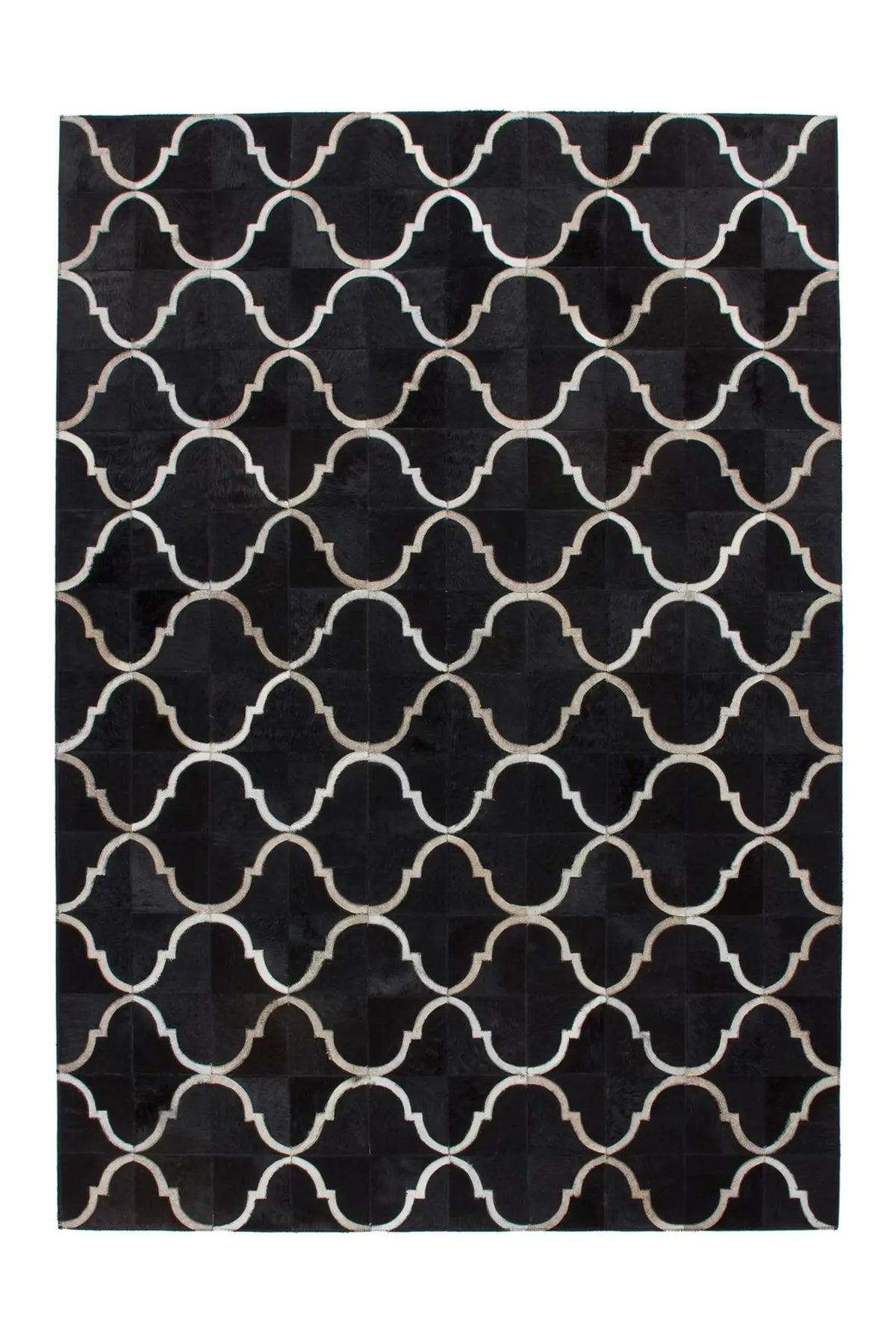 Leren Vloerkleed - Lavish Geometrisch Zwart