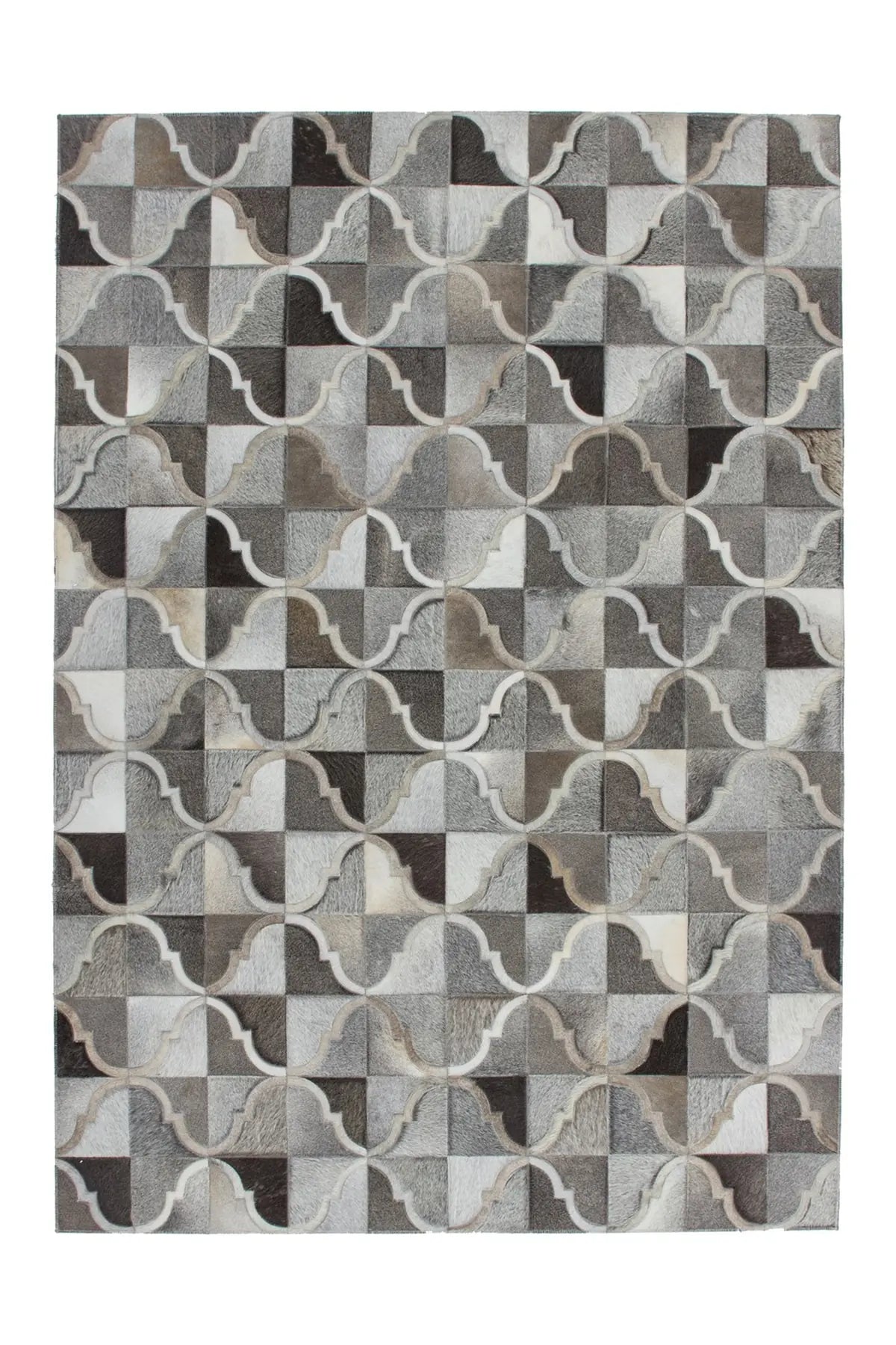 Leren Vloerkleed - Lavish Geometrisch Grijs