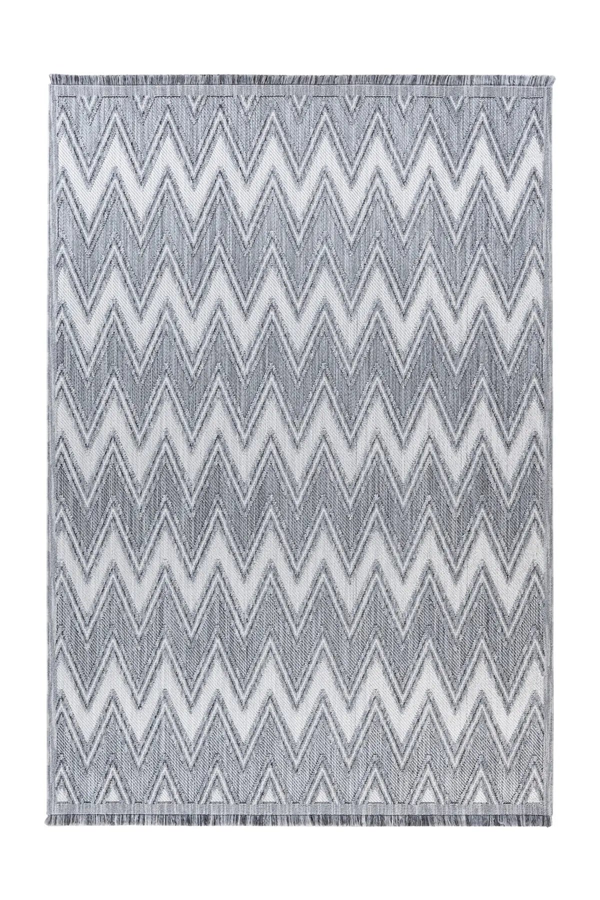 Laagpolig Vloerkleed - Sarai Zigzag Grijs/Wit