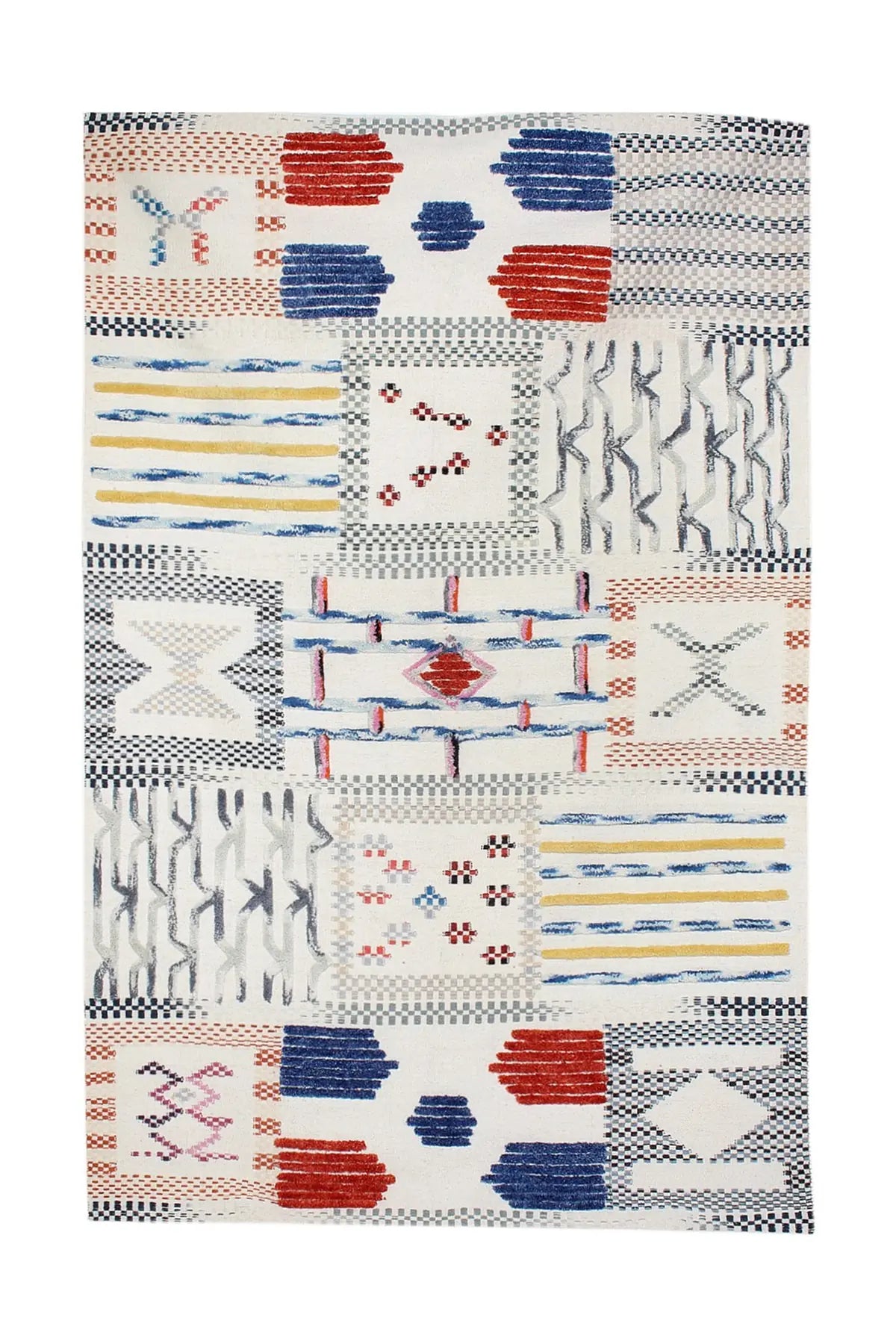 Wollen Vloerkleed - Empire Patchwork Crème/Multi