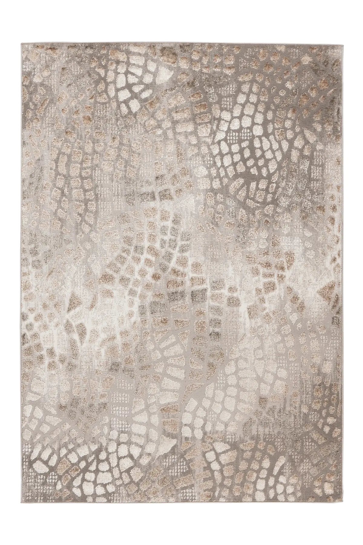 Modern Vloerkleed - Milas Mozaïek Zilver / Beige