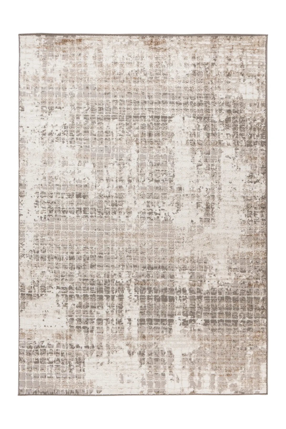 Modern Vloerkleed - Milas Raster Zilver / Beige