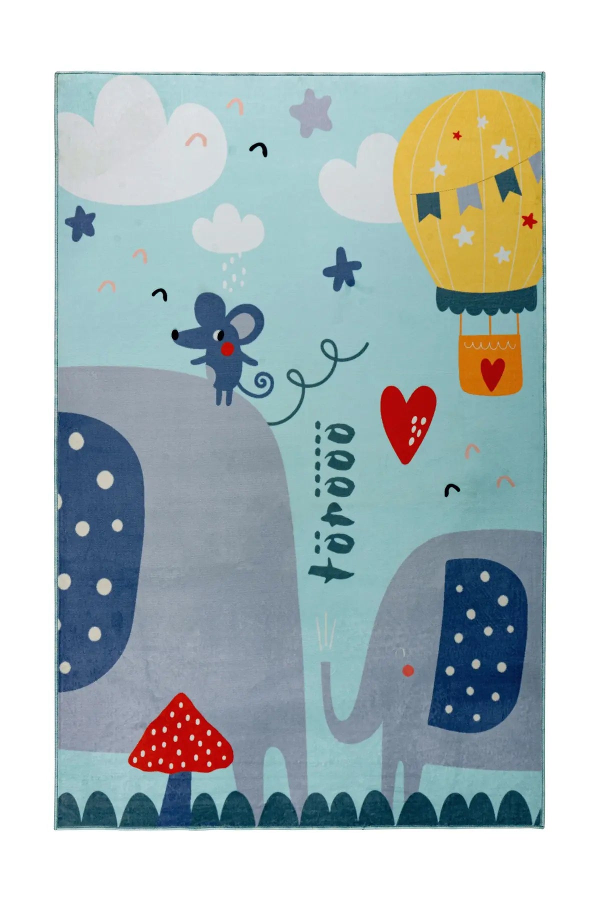 Kindervloerkleed – Wonder Olifanten Blauw
