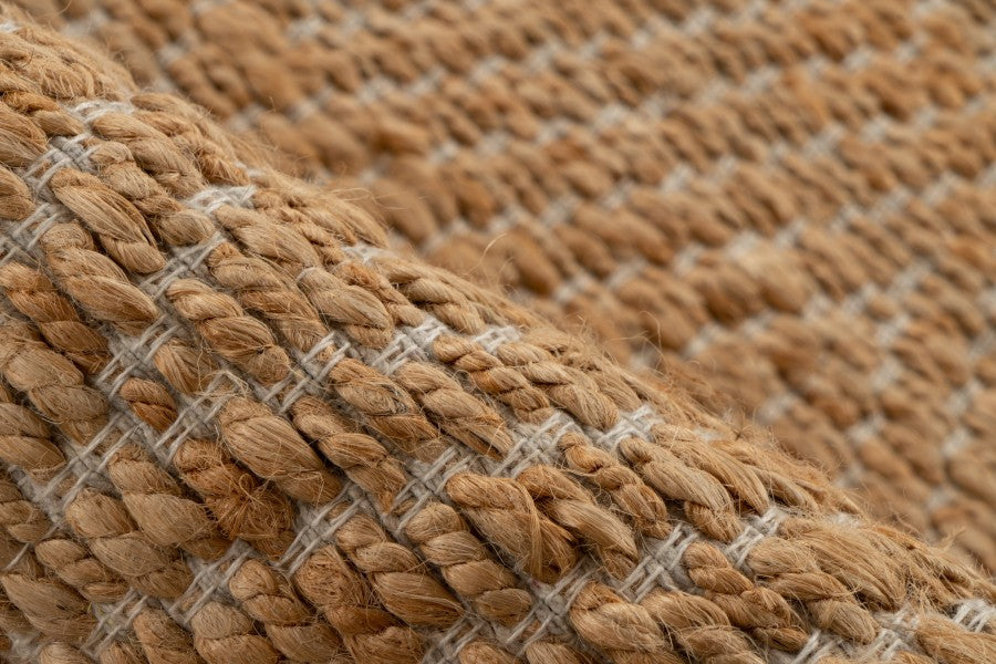 Rond Jute Vloerkleed - Nature Geometrisch Geweven Donker