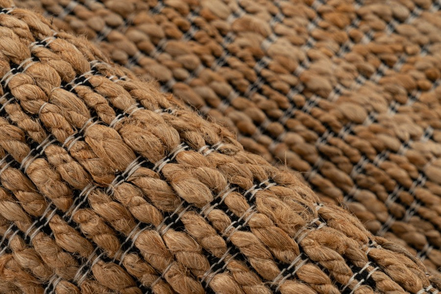 Rond Jute Vloerkleed - Nature Geometrisch Geweven Licht