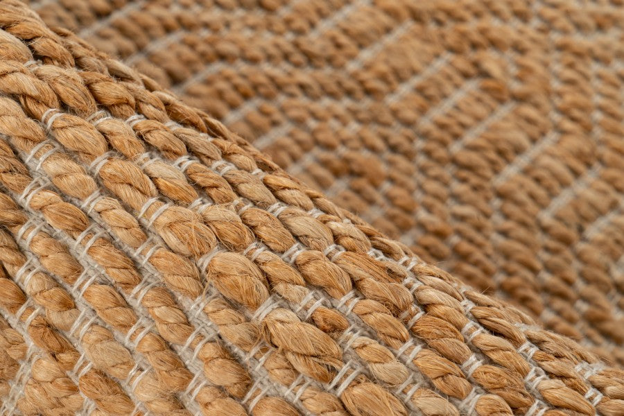 Rond Jute Vloerkleed - Nature Geometrisch Geweven