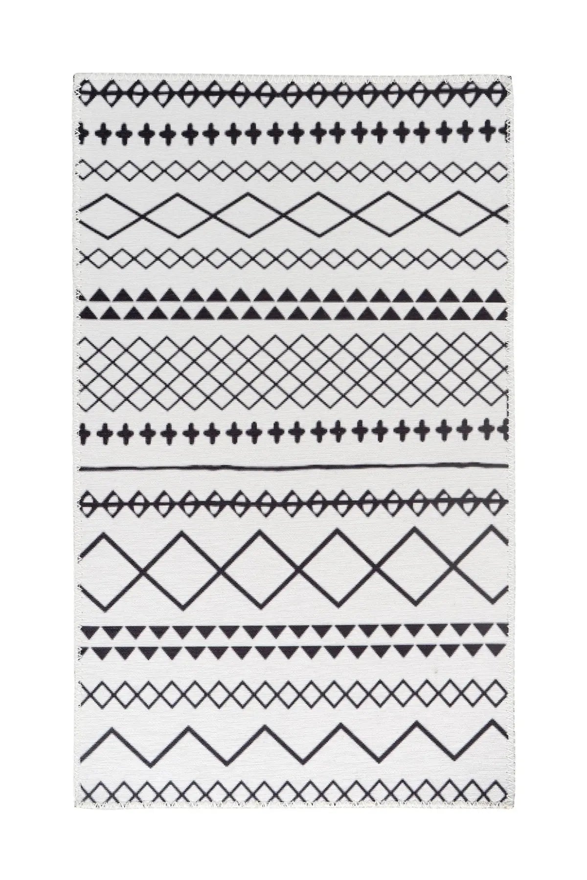 Design Vloerkleed - Maya Etnisch Wit/Zwart
