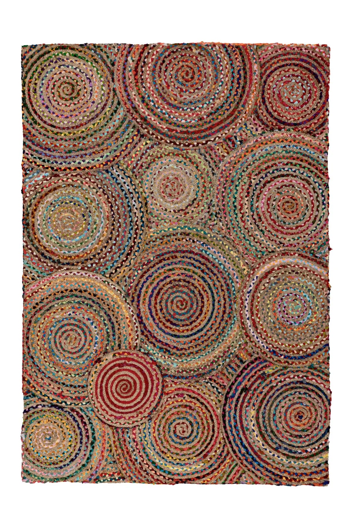 Jute Vloerkleed - Tulum Cirkels Multikleur