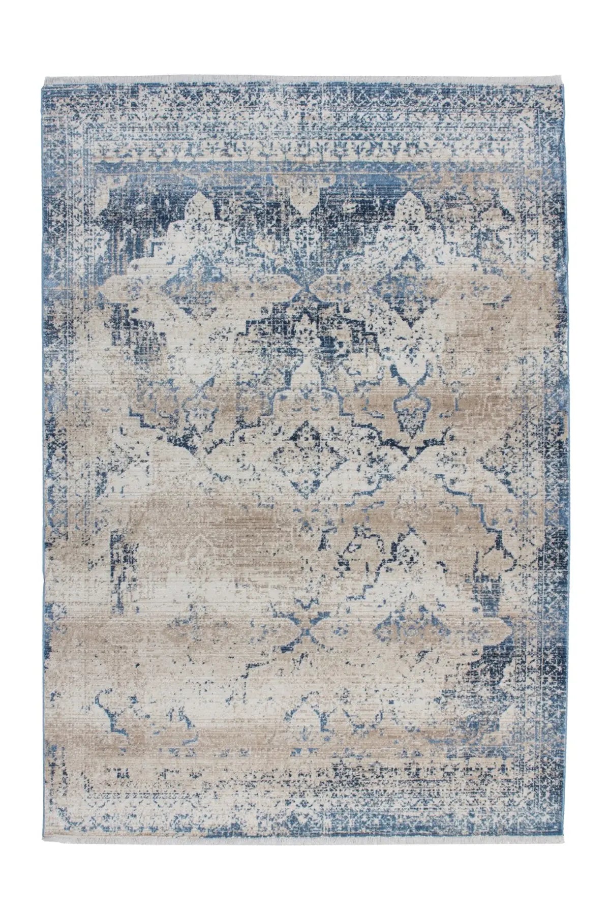 Vintage Vloerkleed - Antigua Verweerd Crème/Blauw