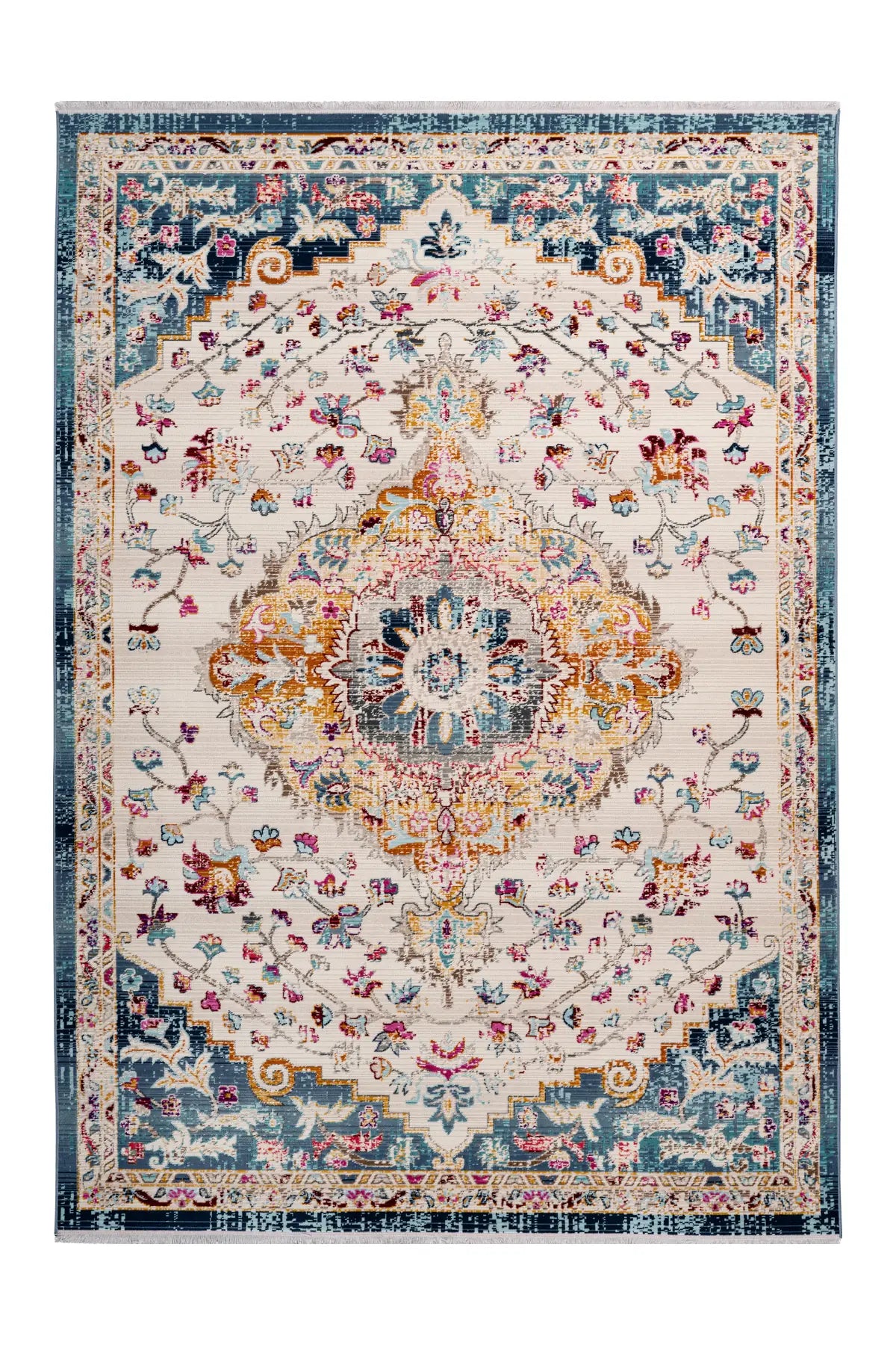 Vintage Vloerkleed - Anouk Medaillon Wit/Blauw