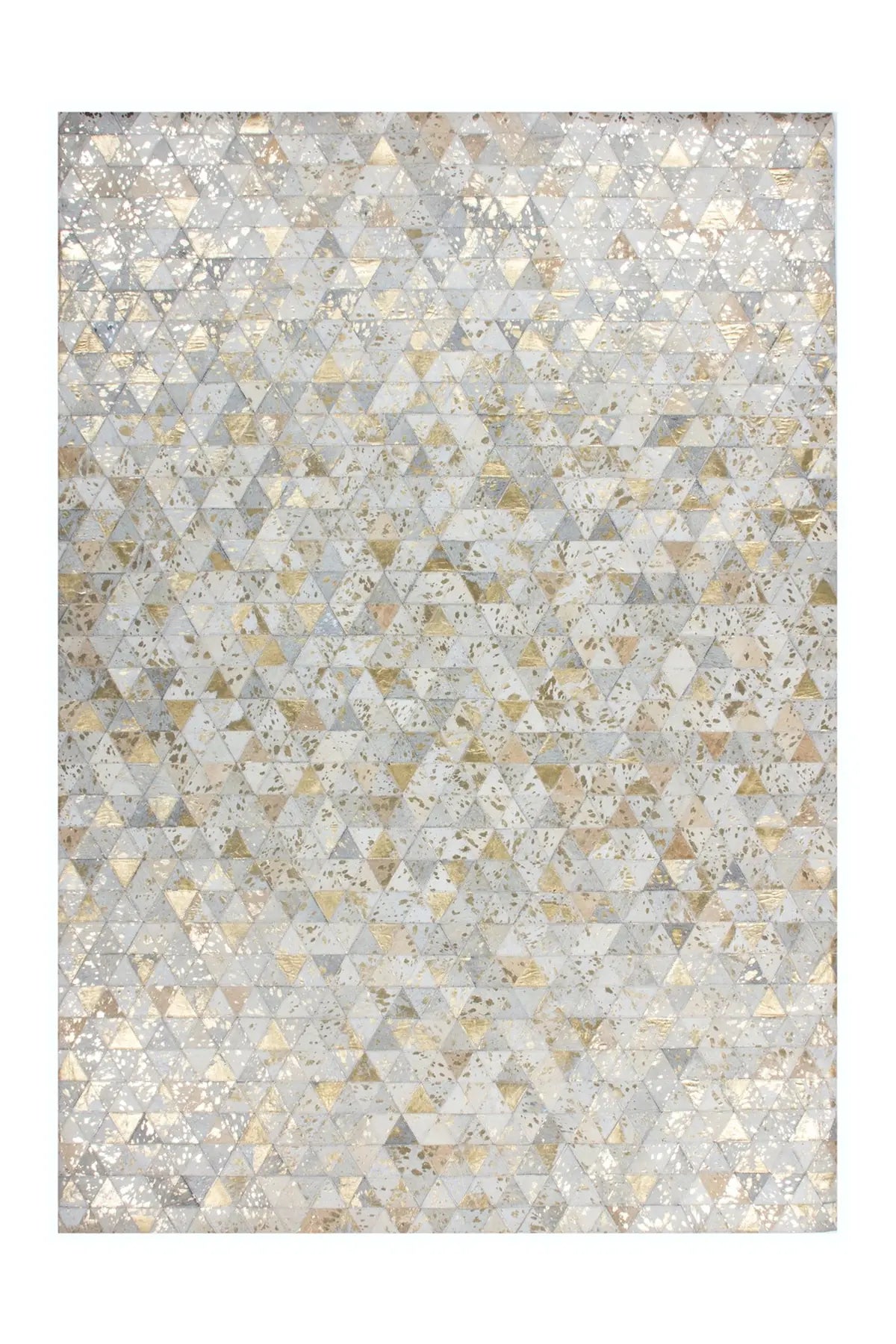 Leren Vloerkleed - Rocket Geometrisch Crème/Goud