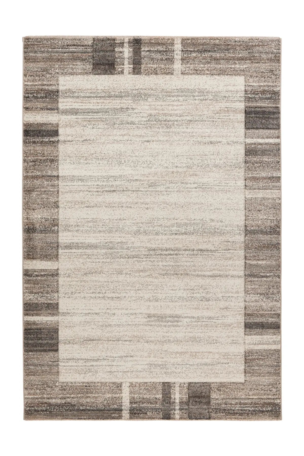 Hoogpolig Vloerkleed - Carving Kader Zilver / Beige