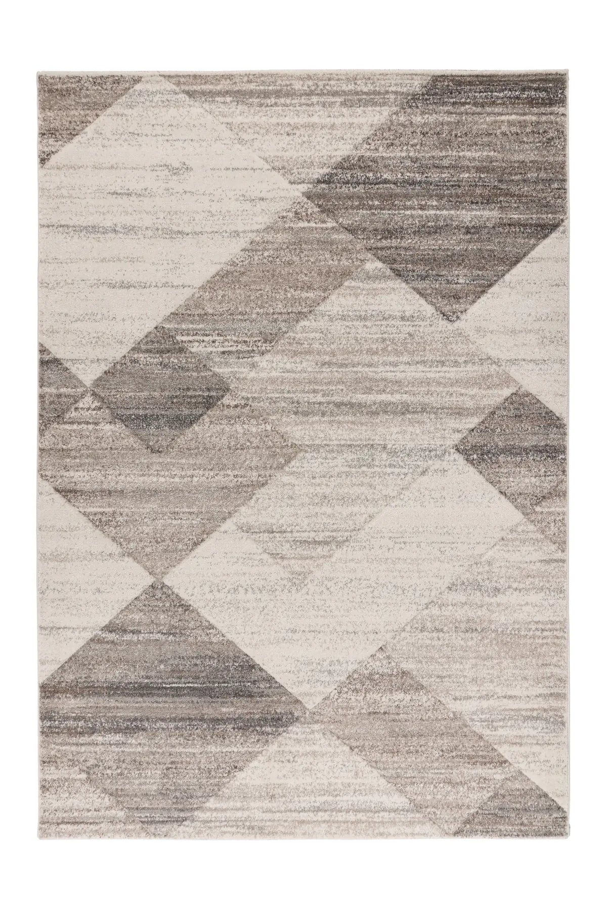 Hoogpolig Vloerkleed - Carving Geometrisch Beige / Zilver