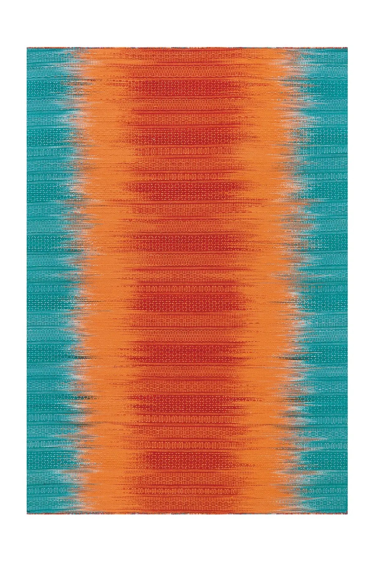 Wollen Vloerkleed - Sunset Verloop Oranje/Blauw