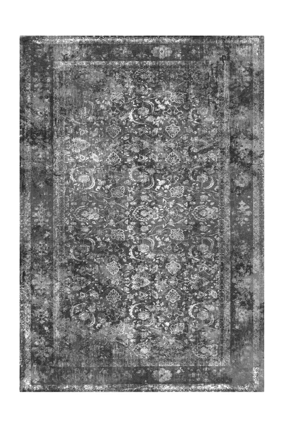 Vintage Vloerkleed - Vin Bloemen Grijs