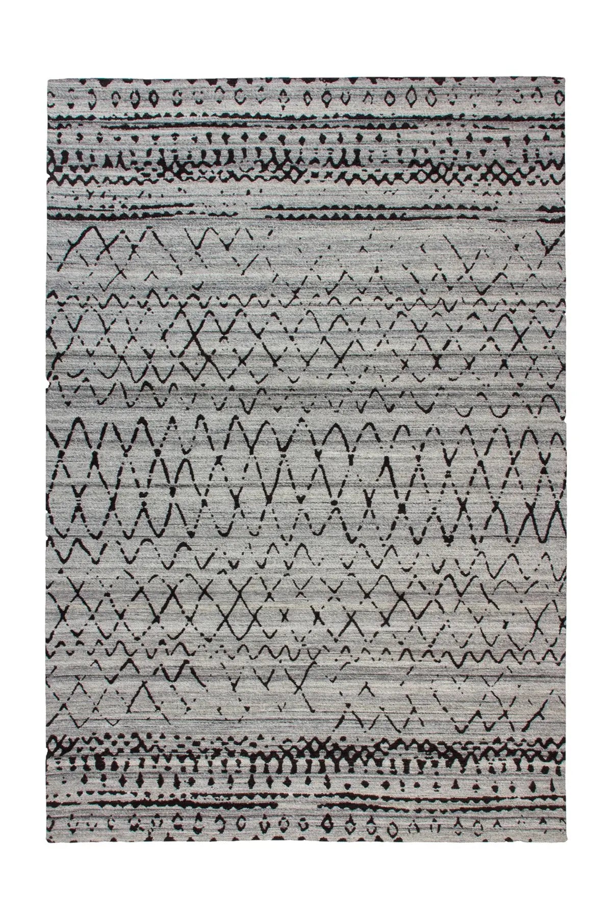 Wollen Vloerkleed - Phoenix Geometrisch Naturel/Grijs
