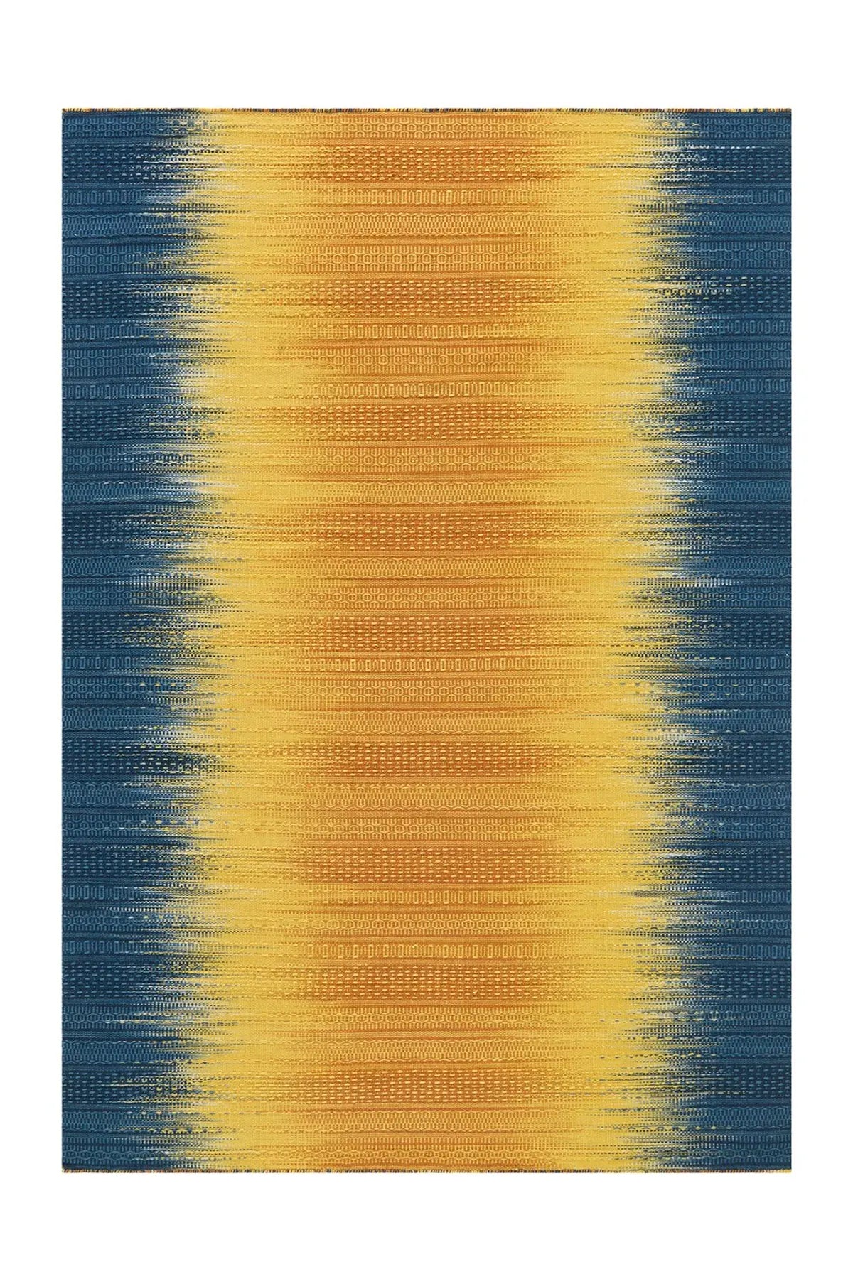 Wollen Vloerkleed - Sunset Verloop Geel/Blauw