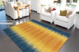 Wollen Vloerkleed – Sunset Verloop Geel/Blauw