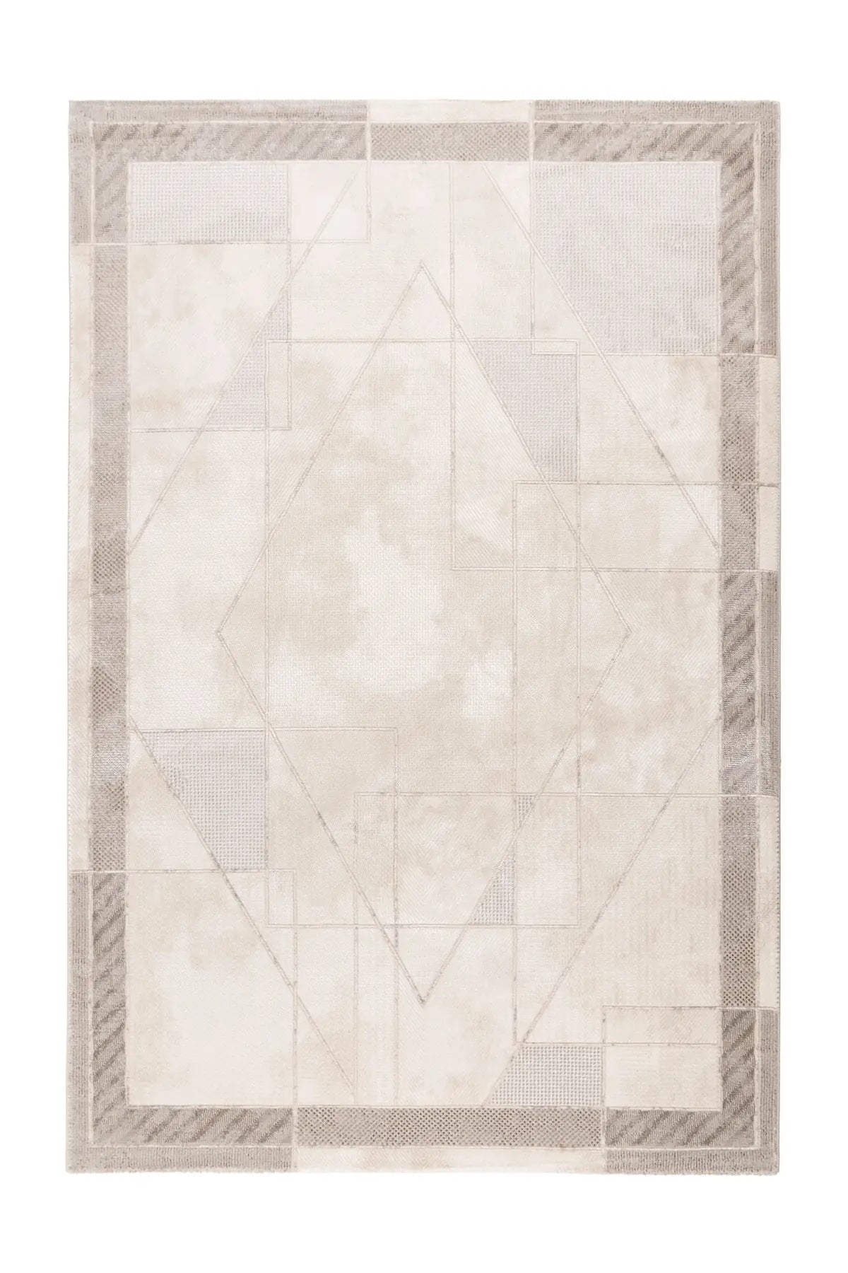 Modern Vloerkleed - Chalet Geometrisch Beige / Zilver
