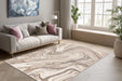 Laagpolig Vloerkleed - Sedef Marmer Zilver / Beige