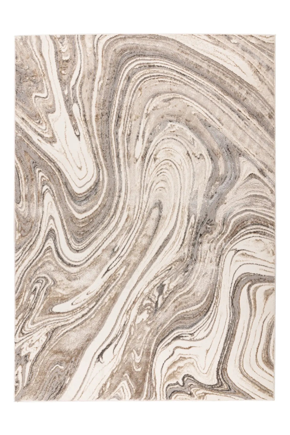 Laagpolig Vloerkleed - Sedef Marmer Zilver / Beige