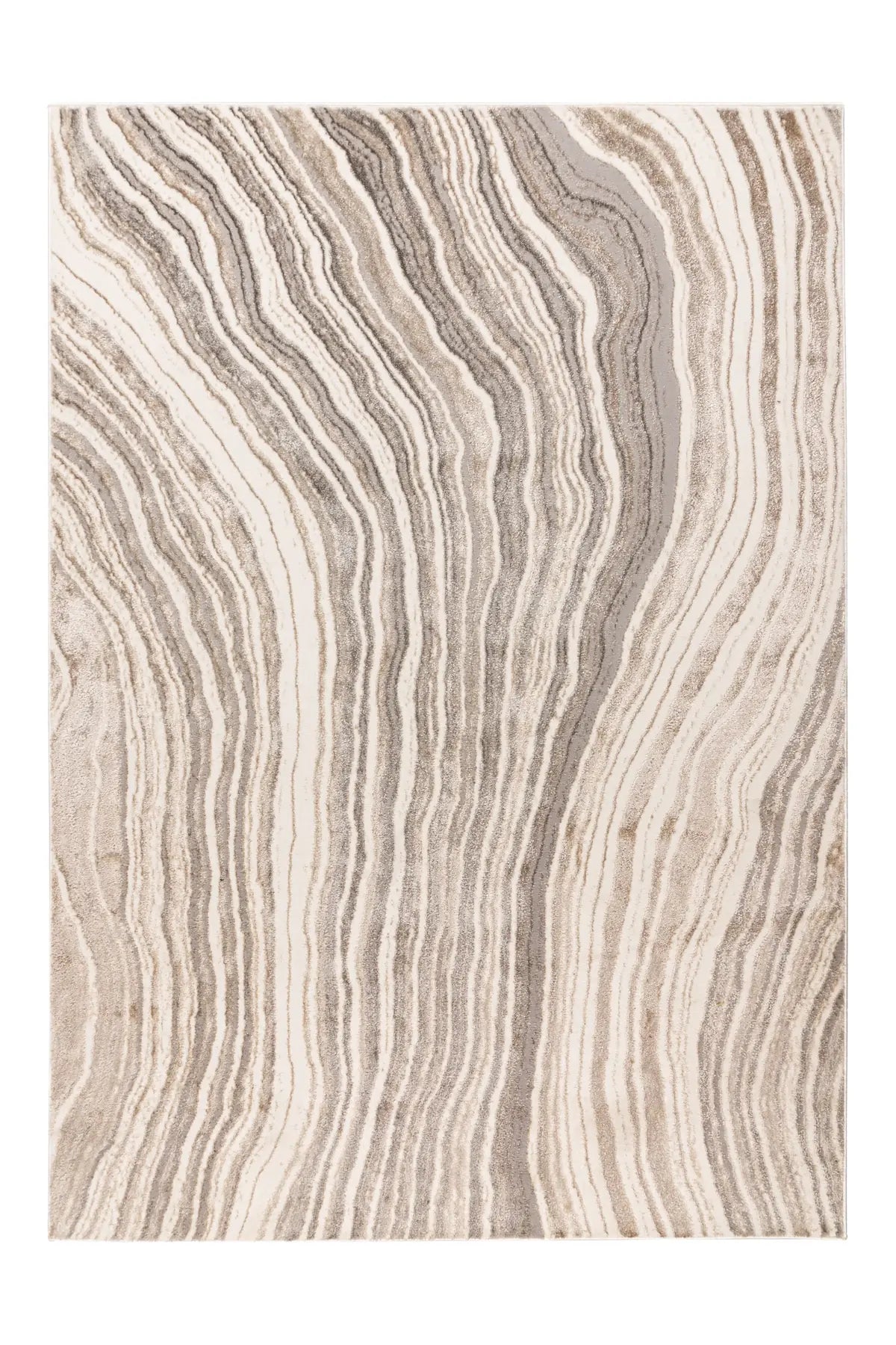 Laagpolig Vloerkleed - Sedef Golven Zilver / Beige
