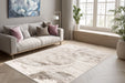 Laagpolig Vloerkleed - Sedef Abstract Zilver / Beige